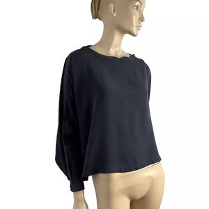 Brunello Cucinelli gray silk oversized boxy boat neck blouse size L